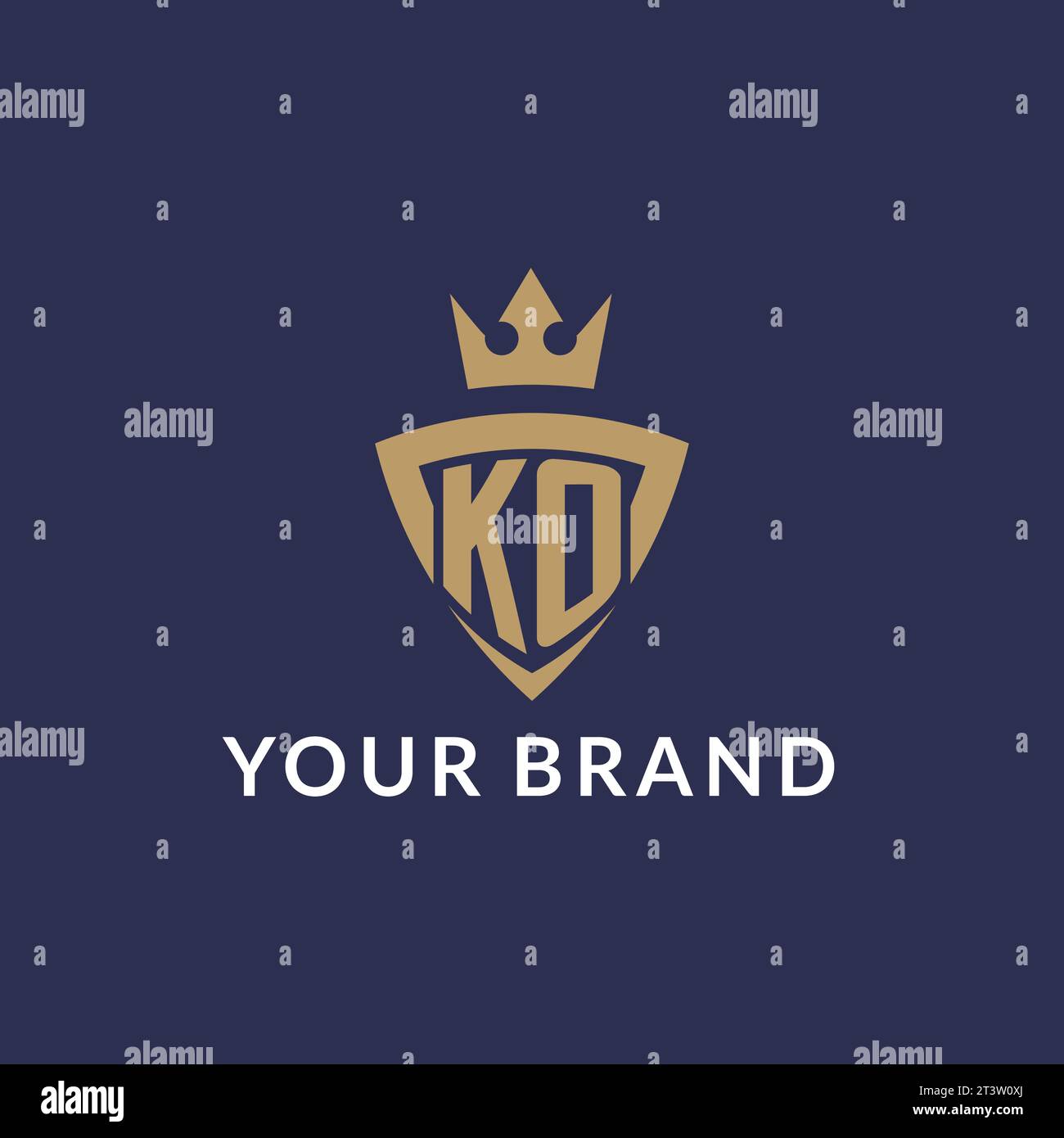 KO logo with shield and crown, monogram initial logo style vector file