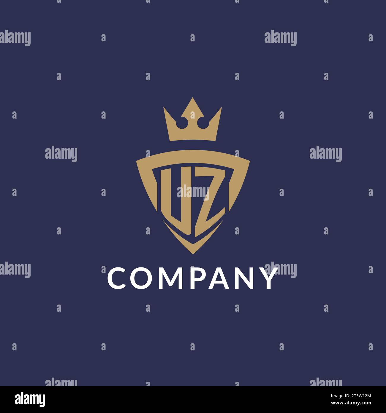 UZ logo with shield and crown, monogram initial logo style vector file Stock Vector