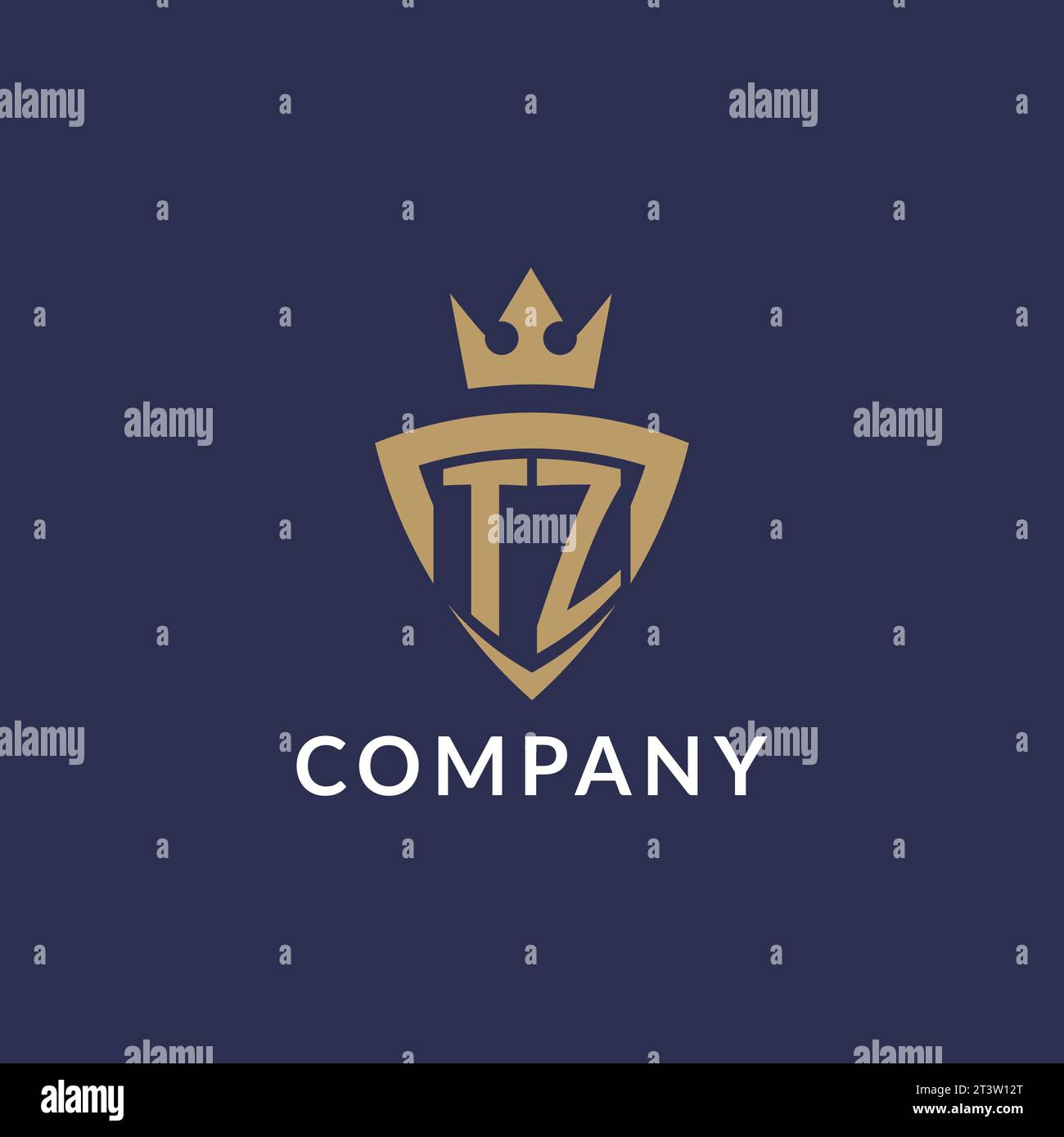 TZ logo with shield and crown, monogram initial logo style vector file Stock Vector