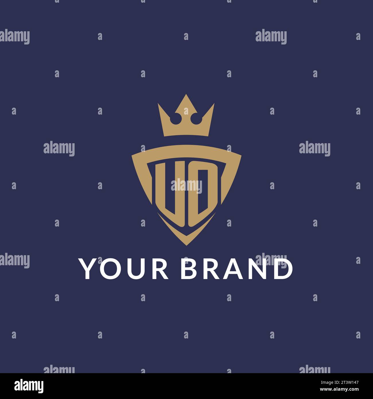 UO logo with shield and crown, monogram initial logo style vector file Stock Vector
