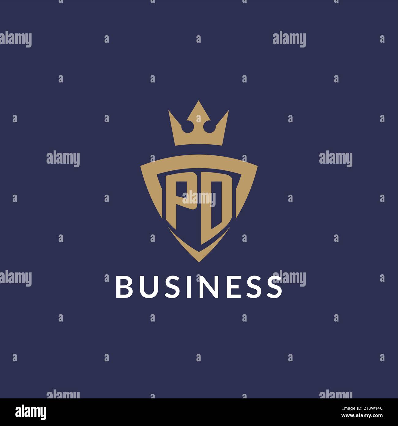 PD logo with shield and crown, monogram initial logo style vector file Stock Vector