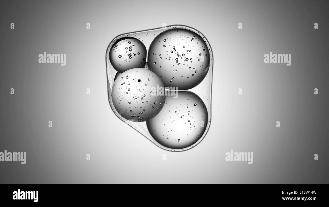 Microscopic view of nanobubbles rendered in 3D Stock Photo