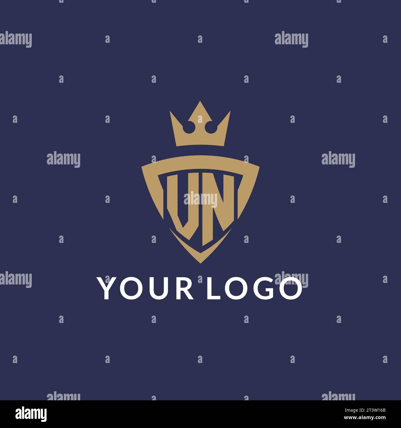 VN logo with shield and crown, monogram initial logo style vector file Stock Vector