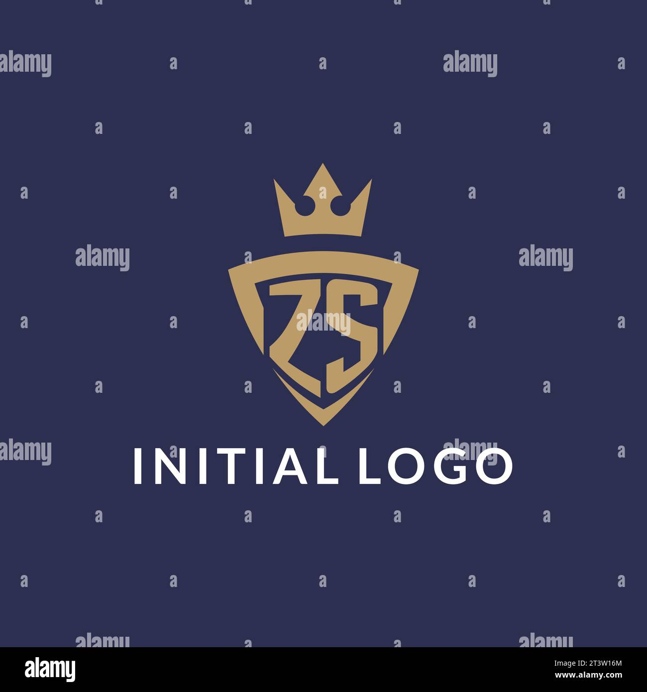 ZS logo with shield and crown, monogram initial logo style vector file Stock Vector