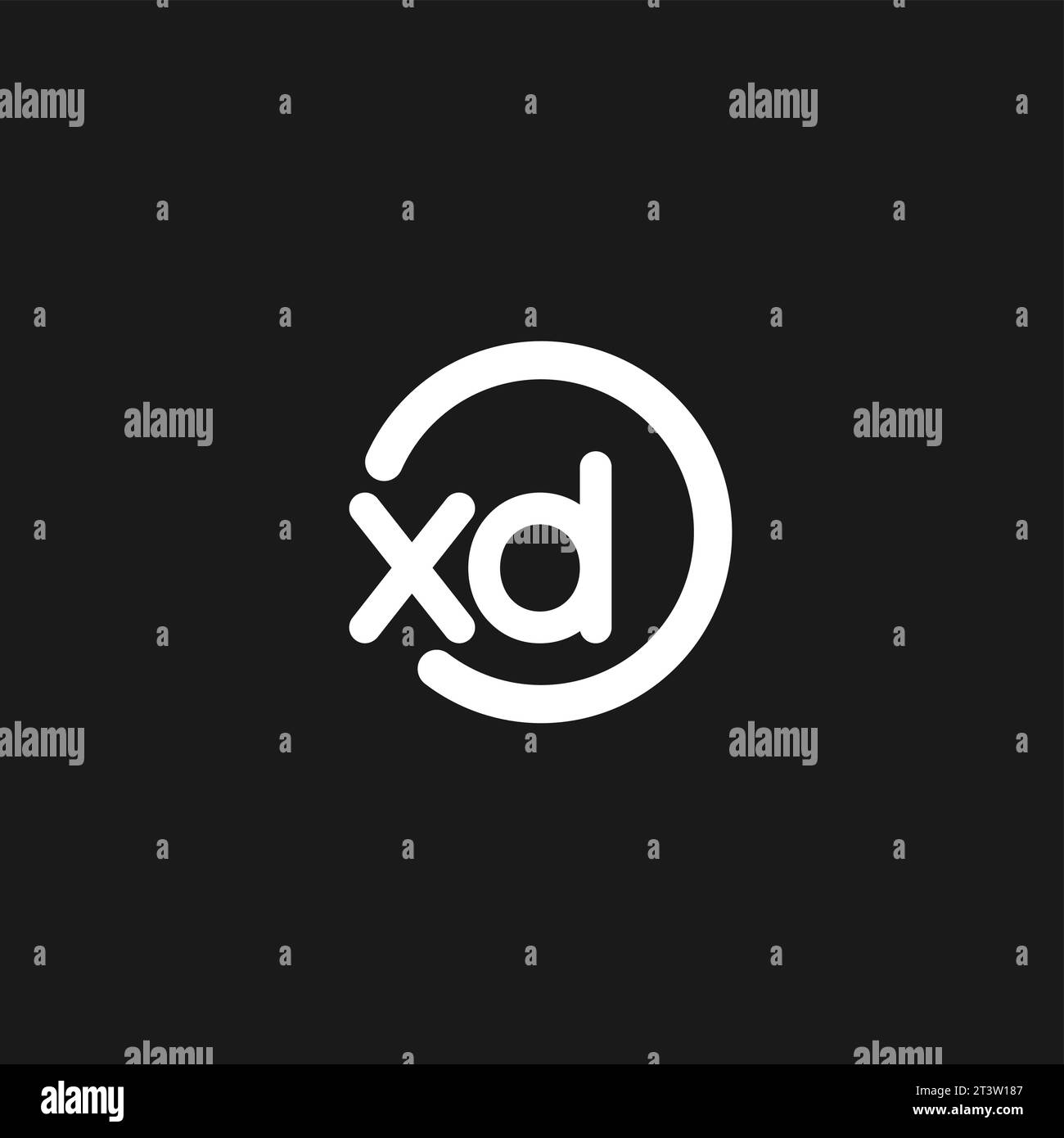 XD initial logo Capital Letters black background Stock Vector