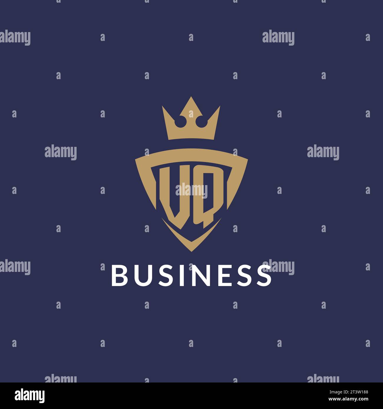 VQ logo with shield and crown, monogram initial logo style vector file Stock Vector