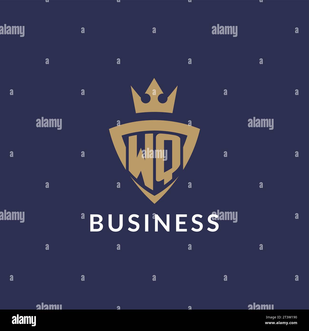 WQ logo with shield and crown, monogram initial logo style vector file Stock Vector