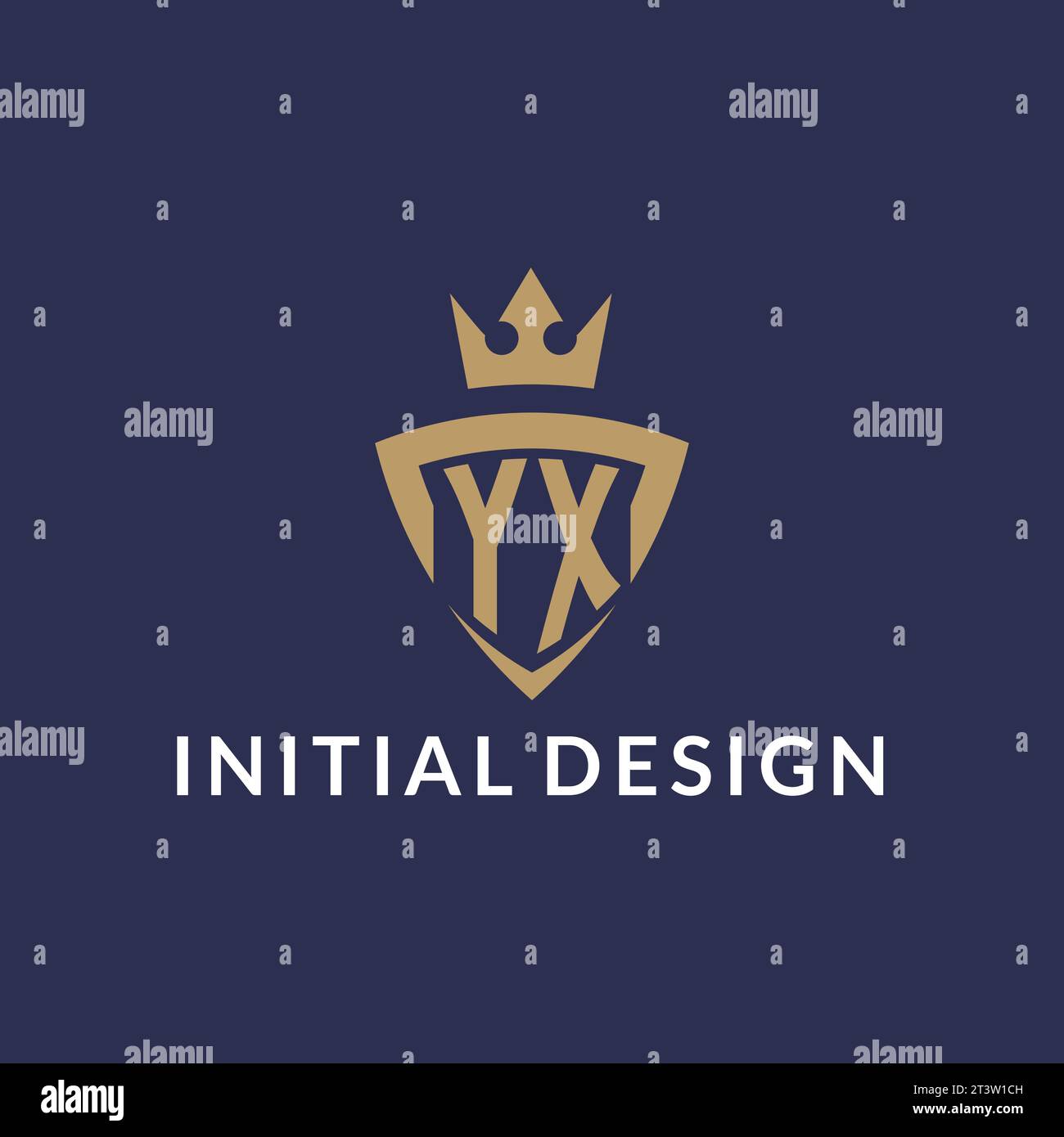 YX logo with shield and crown, monogram initial logo style vector file Stock Vector