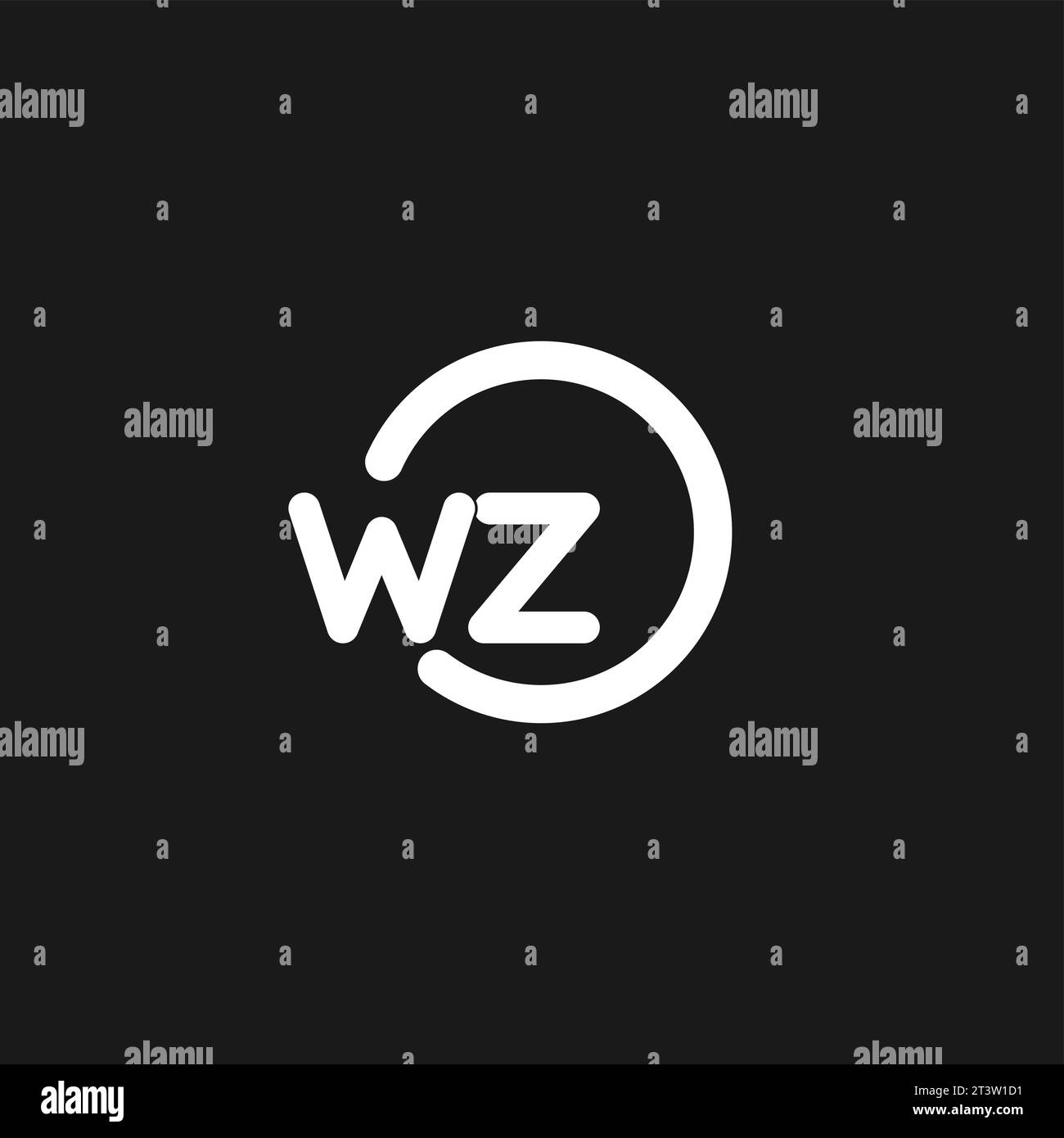 Initials WZ logo monogram with simple circles lines vector graphic ...