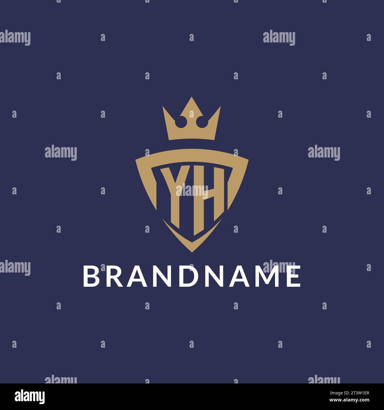 YH logo with shield and crown, monogram initial logo style vector file Stock Vector