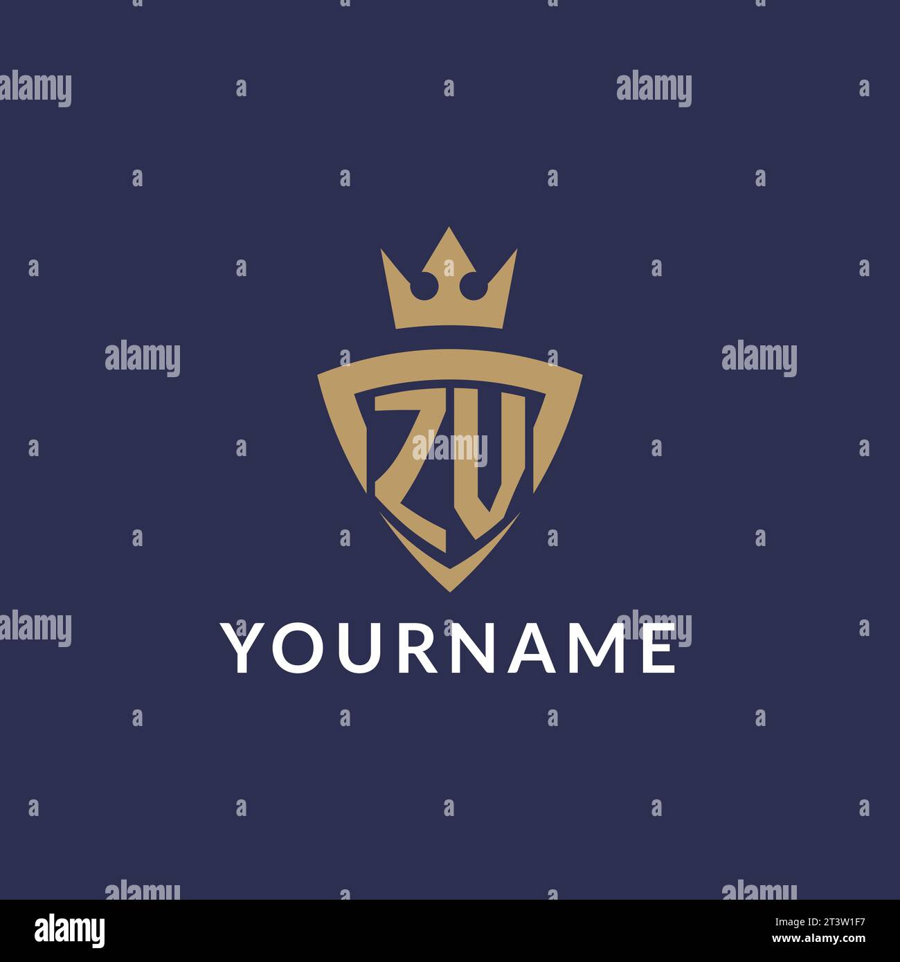 ZV logo with shield and crown, monogram initial logo style vector file Stock Vector