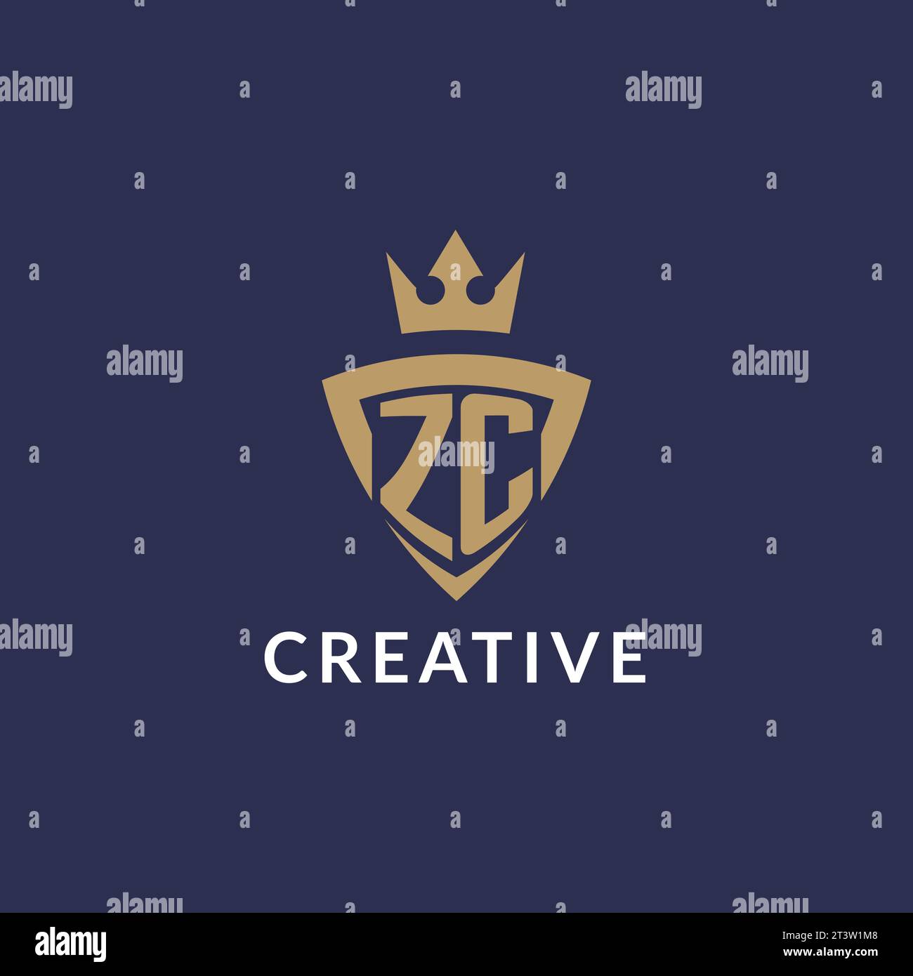 ZC logo with shield and crown, monogram initial logo style vector file Stock Vector