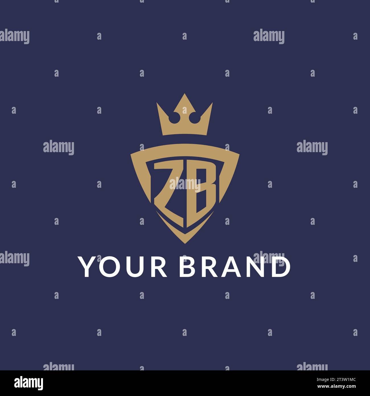 ZB logo with shield and crown, monogram initial logo style vector file Stock Vector