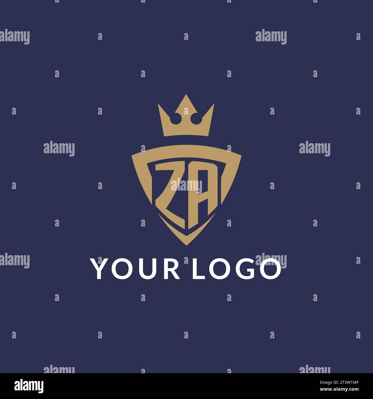 ZA logo with shield and crown, monogram initial logo style vector file Stock Vector