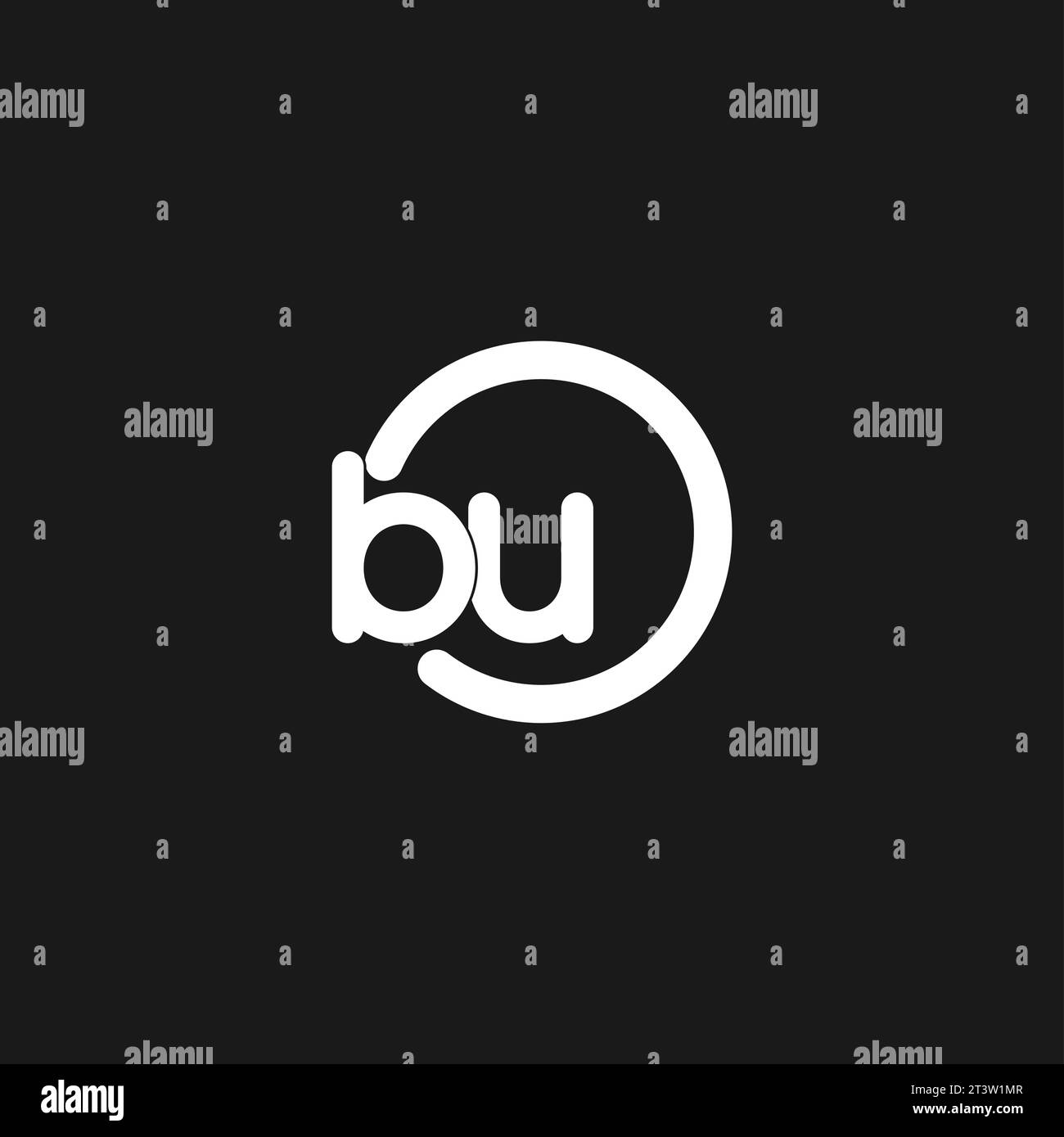 Initials BU logo monogram with simple circles lines vector graphic ...
