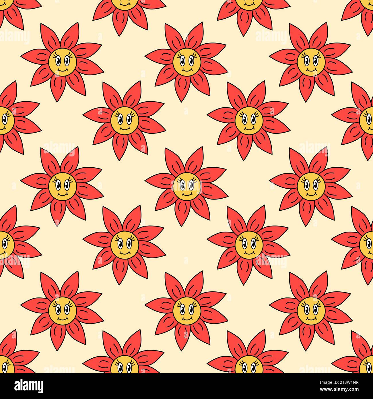 Retro 70s 60s 80s Hippie Groovy Christmas Poinsettia Flower. Vector ...