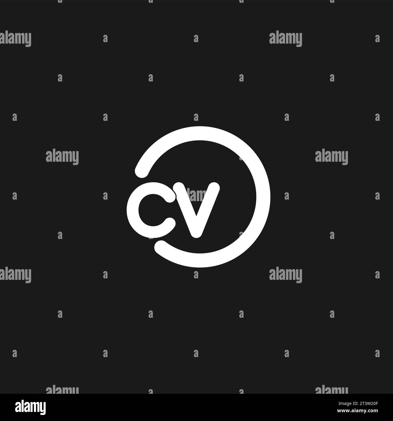 Initials CV logo monogram with simple circles lines vector graphic Stock Vector