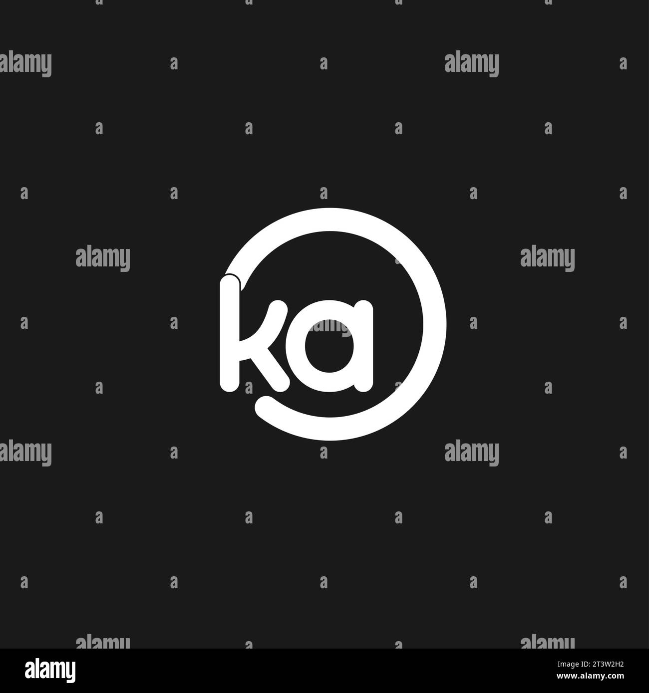 Initials KA logo monogram with simple circles lines vector graphic ... image.