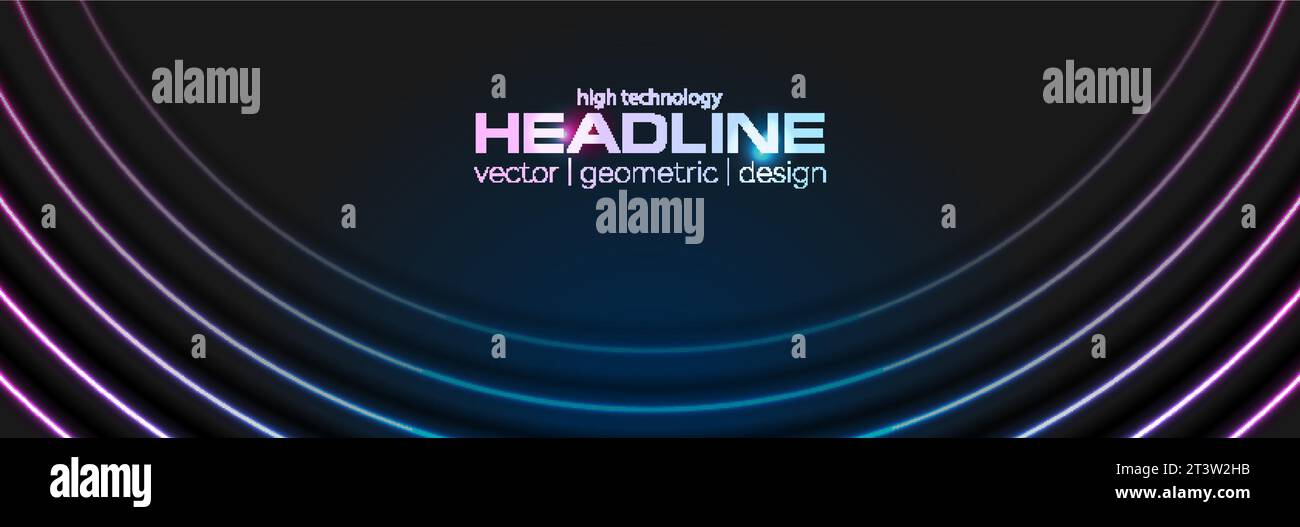 Neon blue purple glowing circular lines abstract futuristic background ...