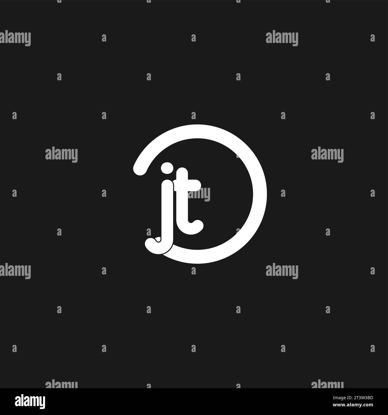 Initials JT logo monogram with simple circles lines vector graphic ...