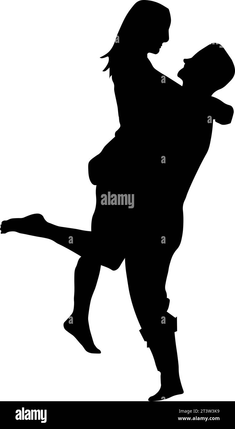 silhouette of two lovers. Isolated on white background. Valentine's Day ...