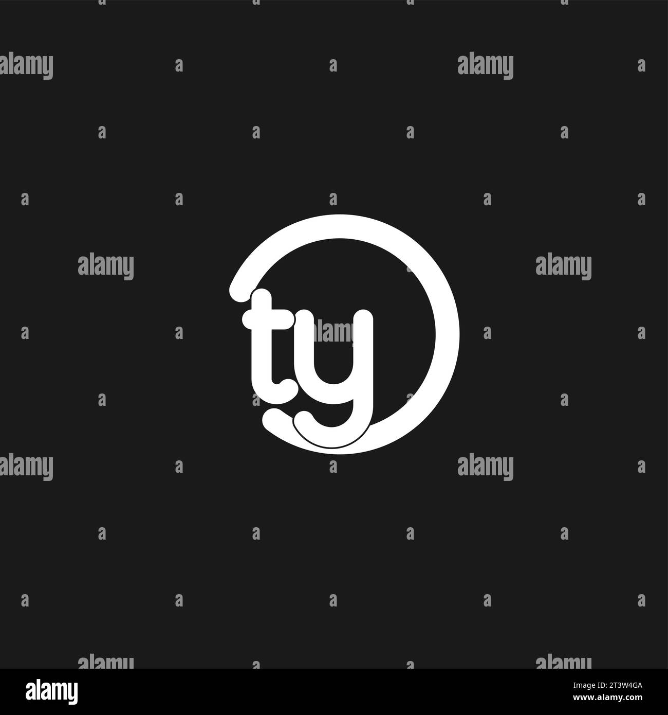 Initials TY logo monogram with simple circles lines vector graphic ...