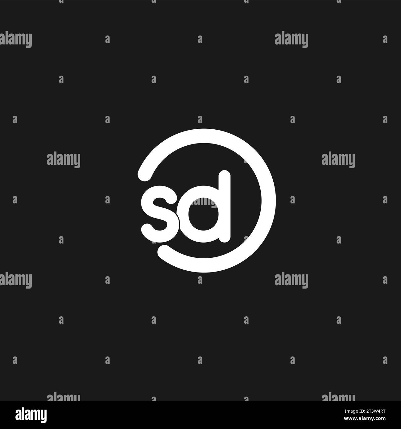 Initials SD logo monogram with simple circles lines vector graphic Stock Vector