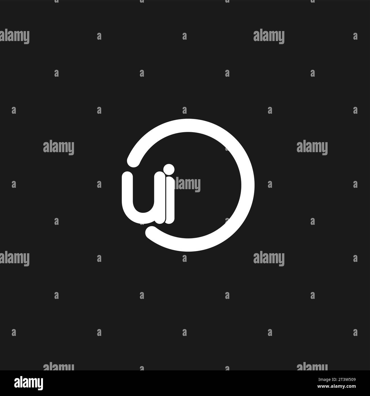 Initials UI logo monogram with simple circles lines vector graphic ...