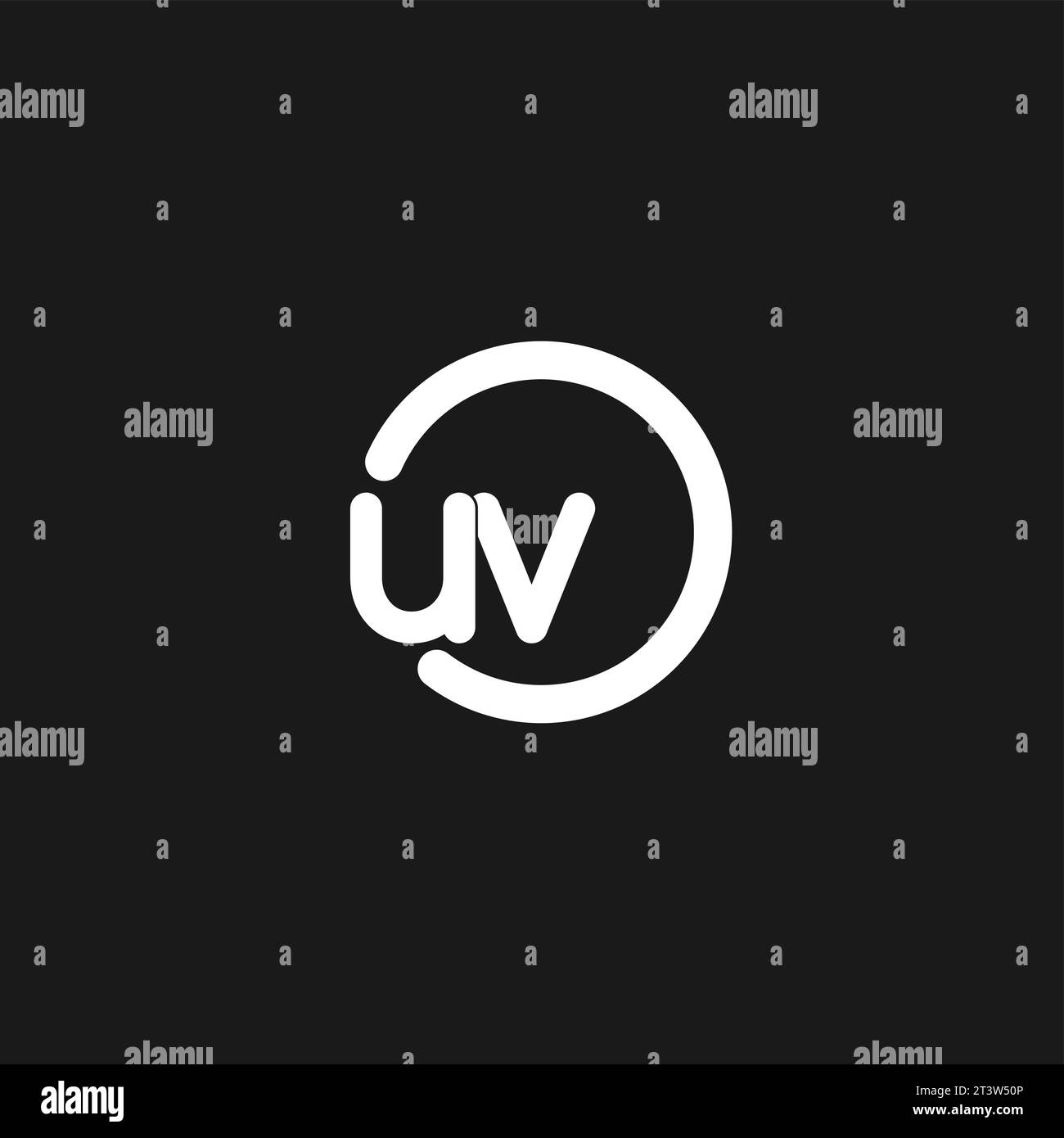 Initials UV logo monogram with simple circles lines vector graphic ...