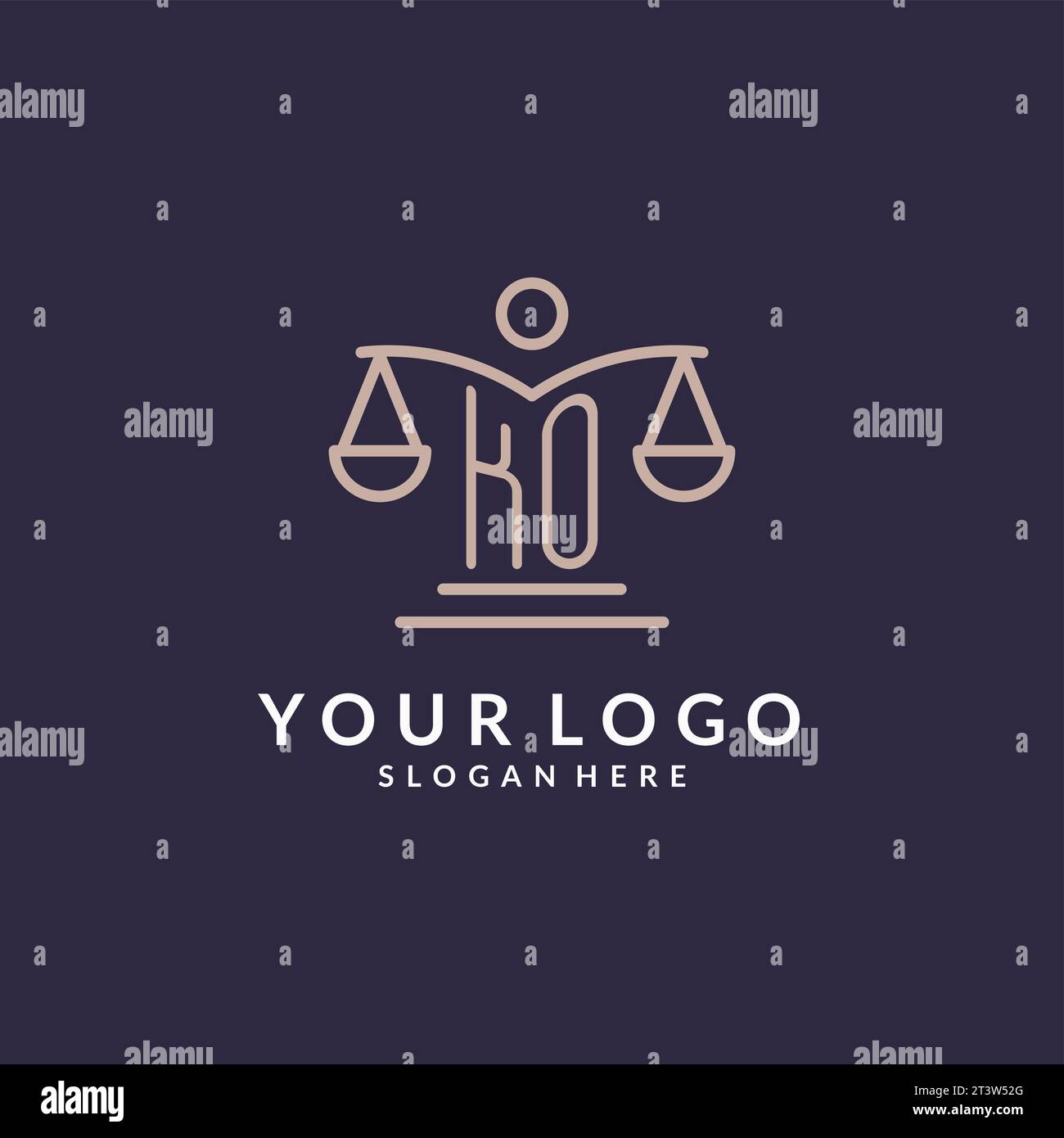 KO initials combined with the scales of justice icon, design ...