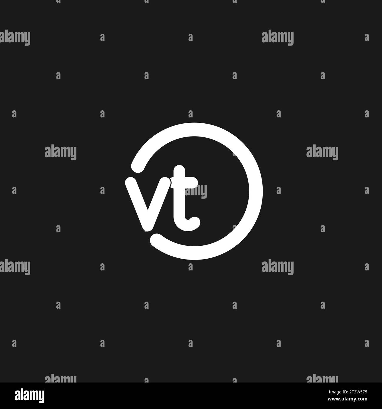 Initials VT logo monogram with simple circles lines vector graphic ...