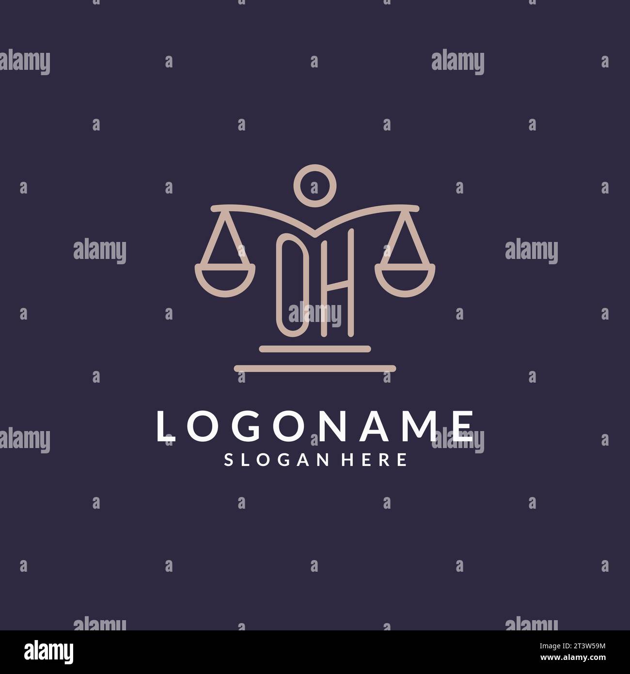 OH initials combined with the scales of justice icon, design ...