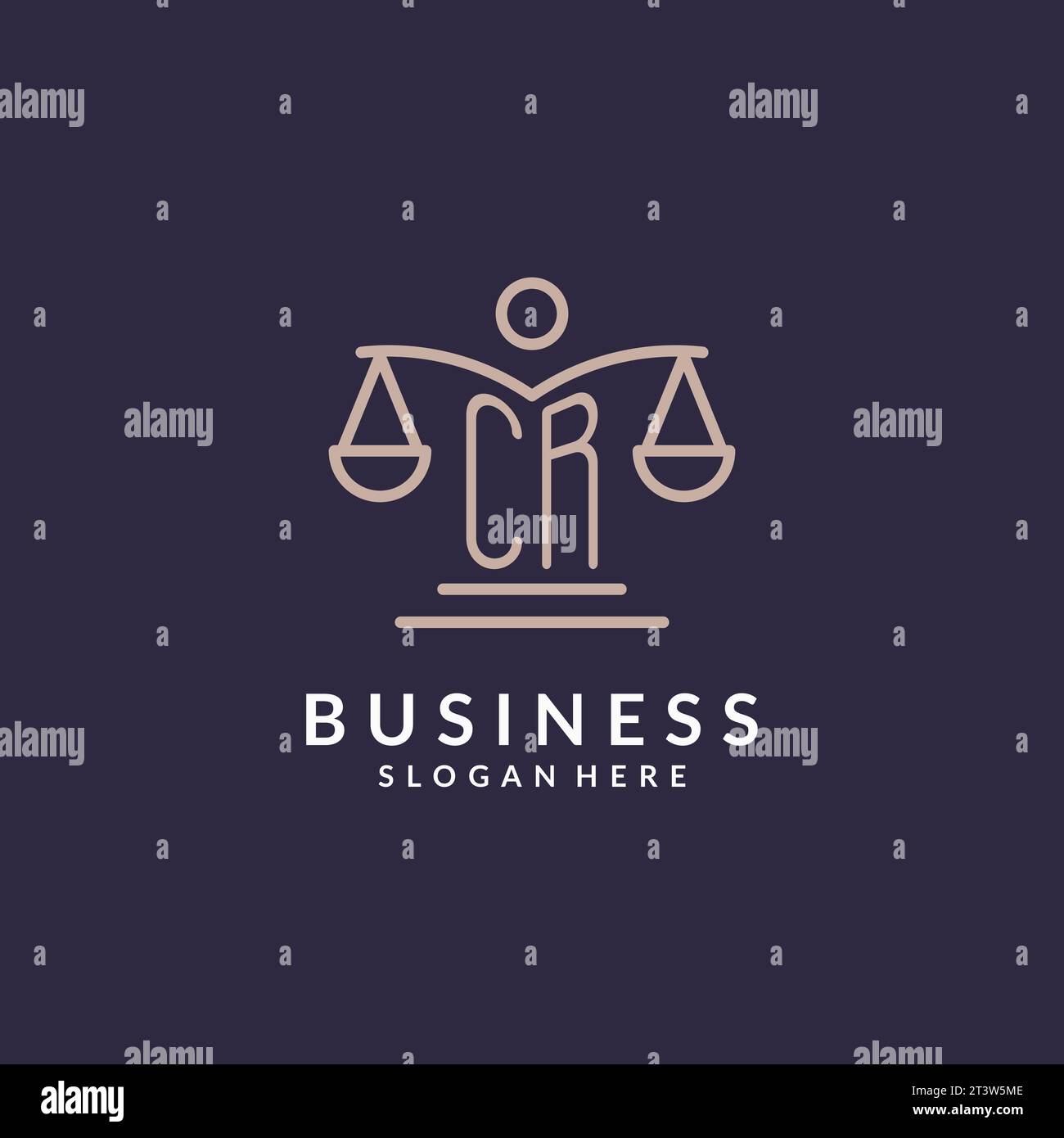 CR initials combined with the scales of justice icon, design inspiration for law firms in a modern and luxurious style, vector graphic Stock Vector