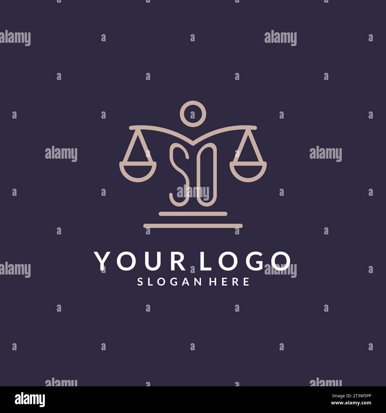 SO initials combined with the scales of justice icon, design