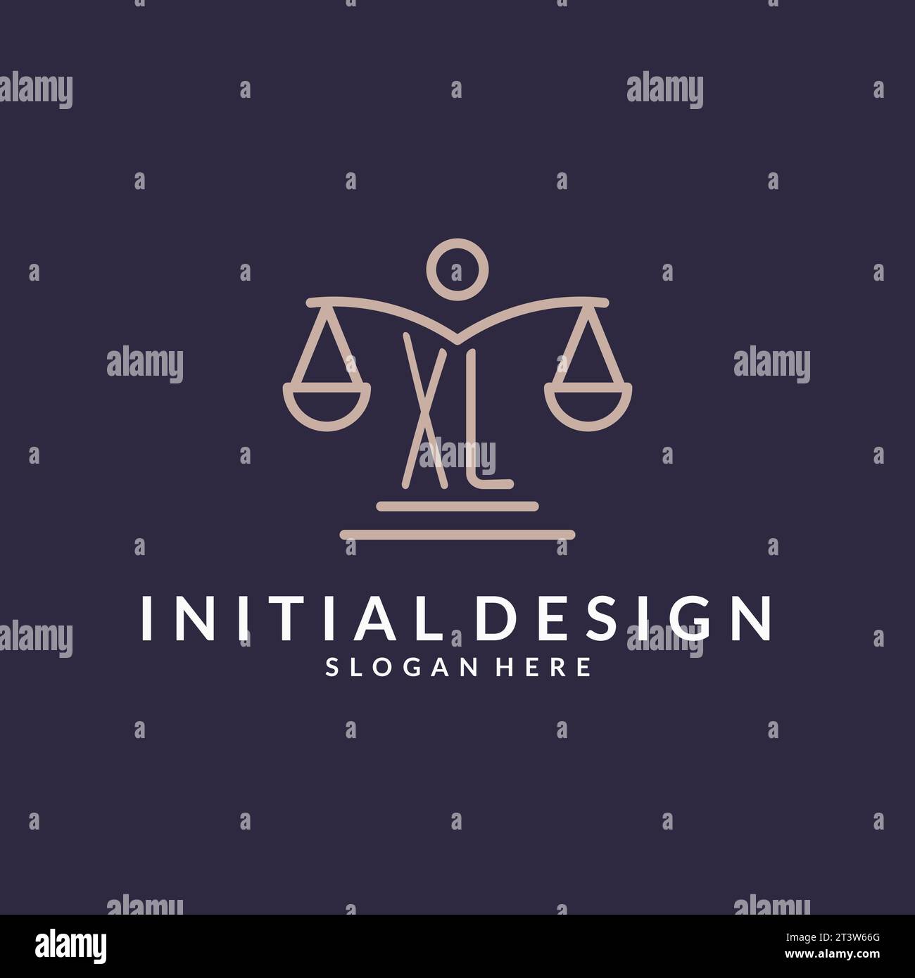 XL initials combined with the scales of justice icon, design inspiration for law firms in a modern and luxurious style, vector graphic Stock Vector
