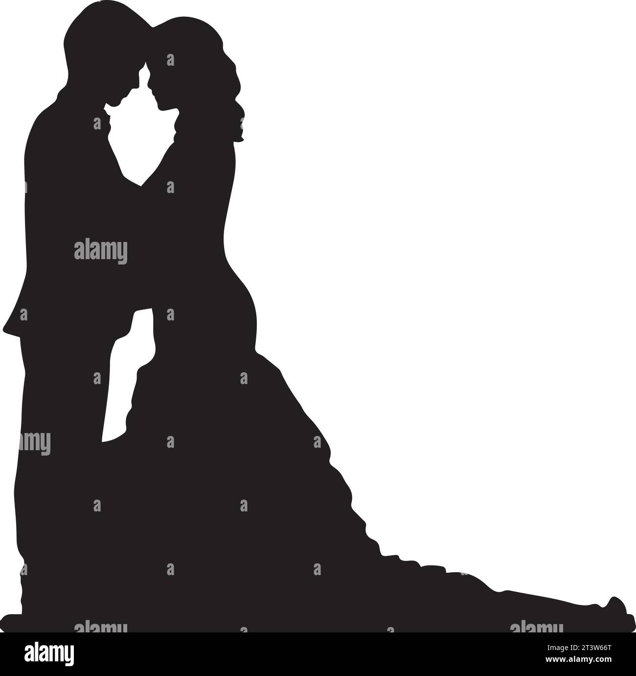 silhouette of two lovers. Isolated on white background. Valentine's Day ...