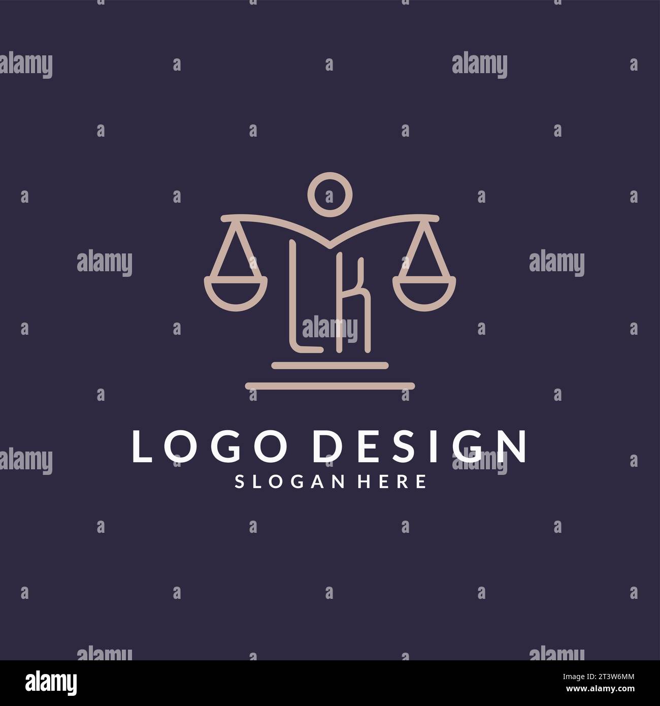 LK initials combined with the scales of justice icon, design ...
