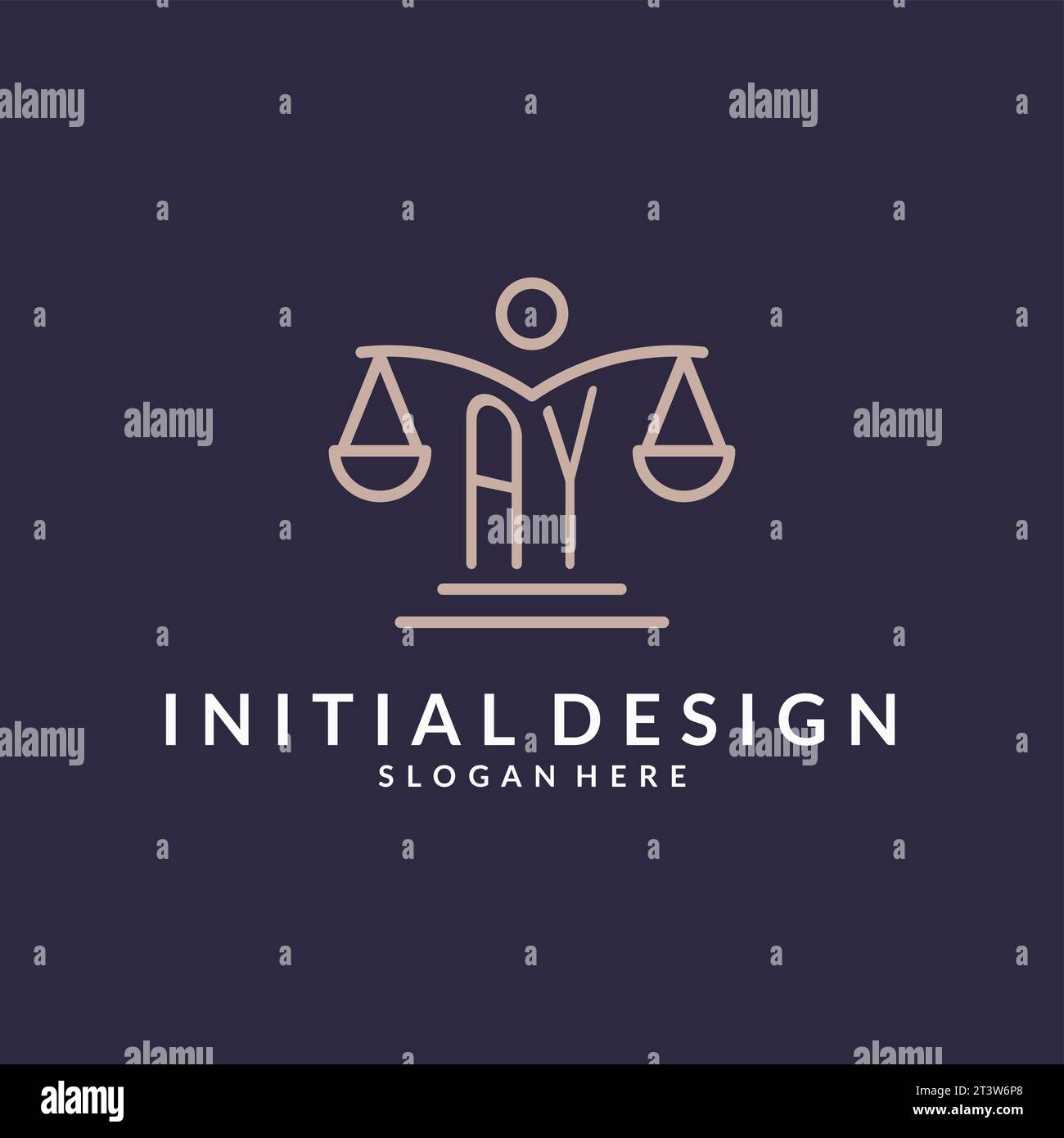 AY initials combined with the scales of justice icon, design