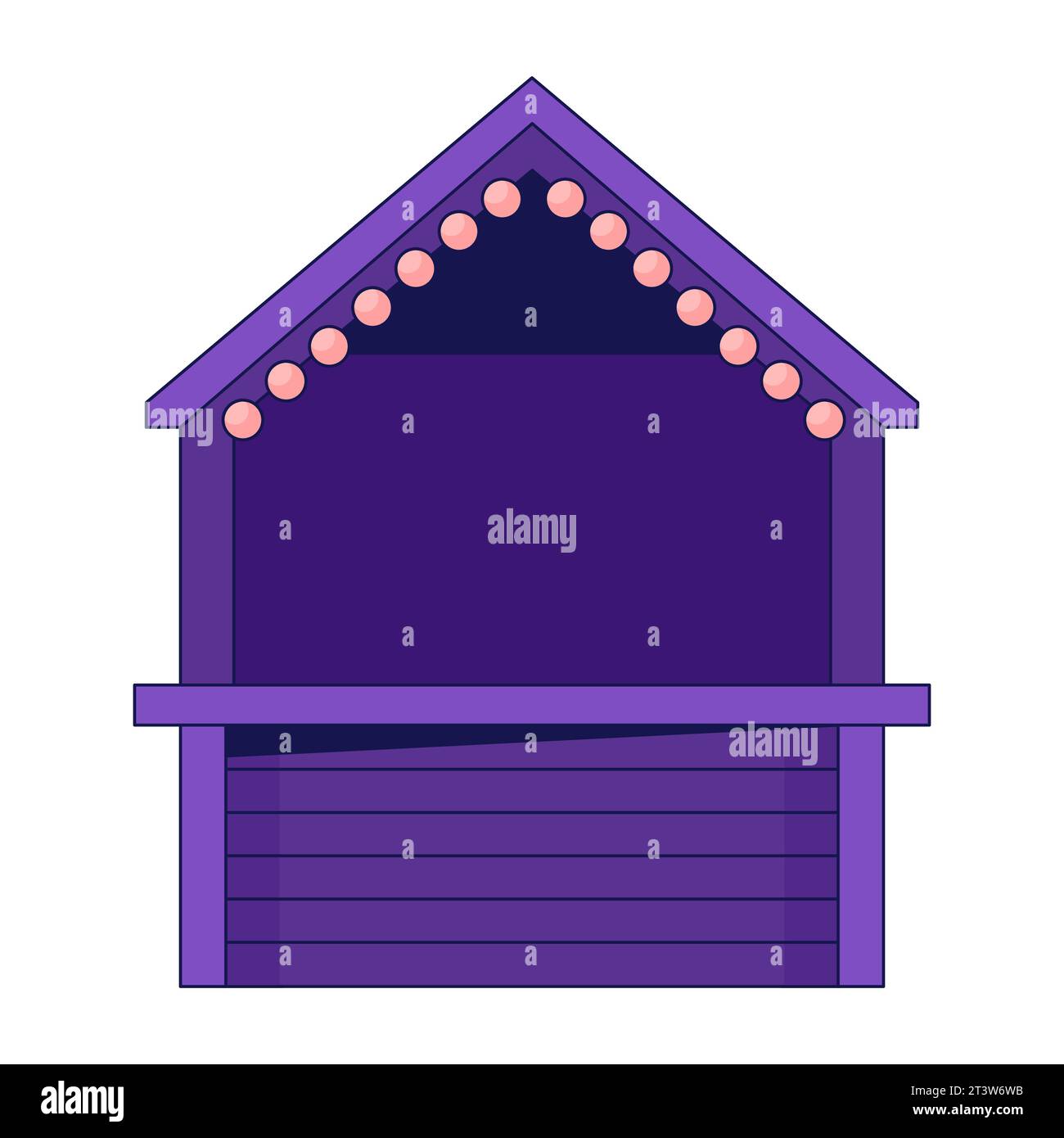 Empty street kiosk 2D linear cartoon object Stock Vector