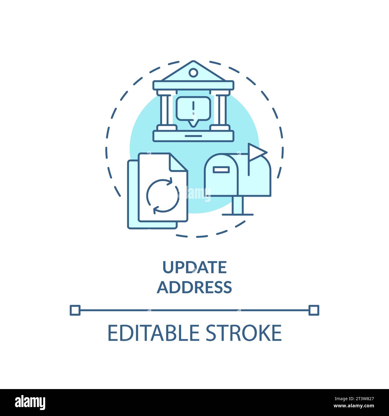 2D simple thin linear blue update address icon Stock Vector Image & Art 