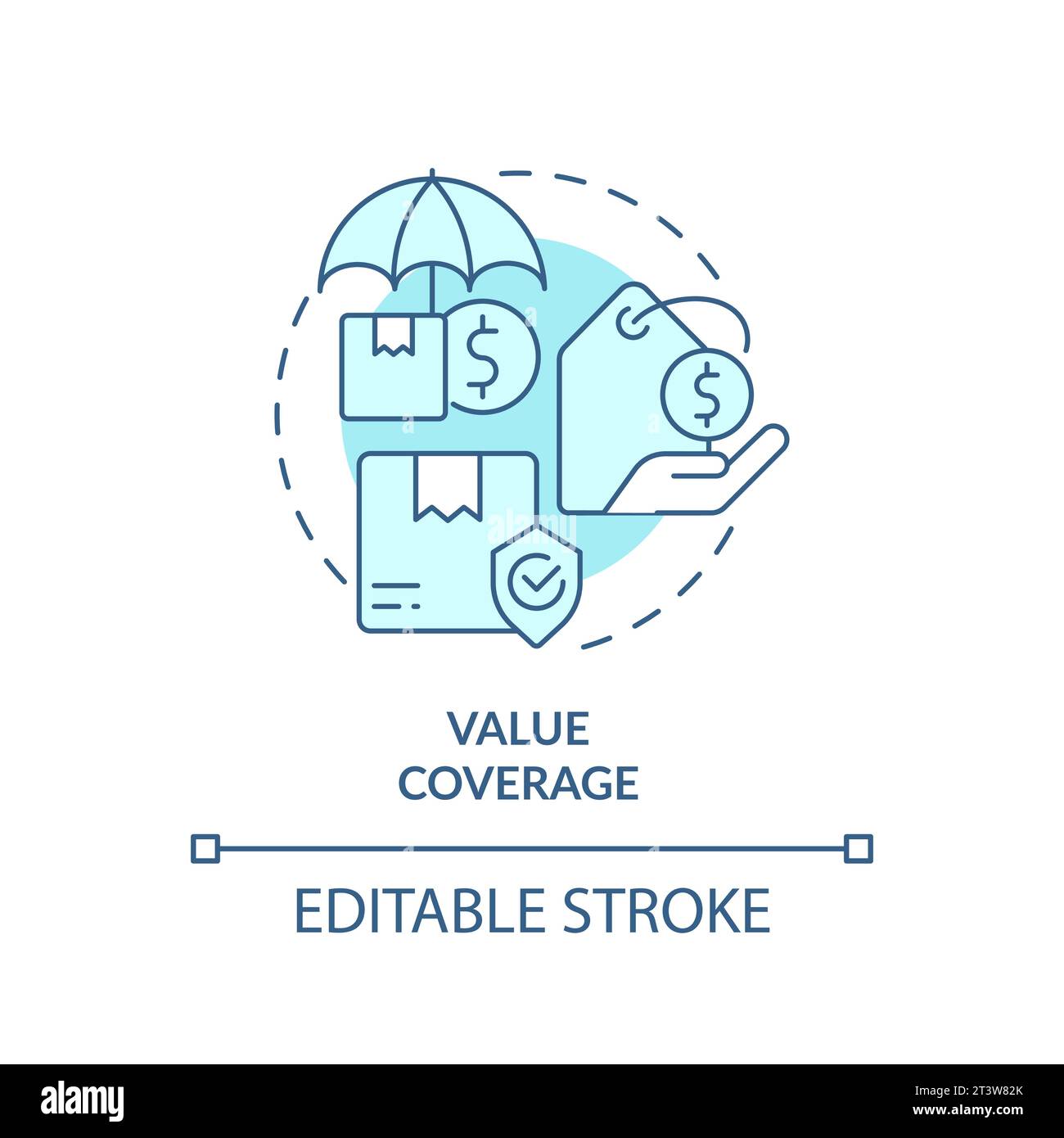 2D simple thin linear blue value coverage icon Stock Vector