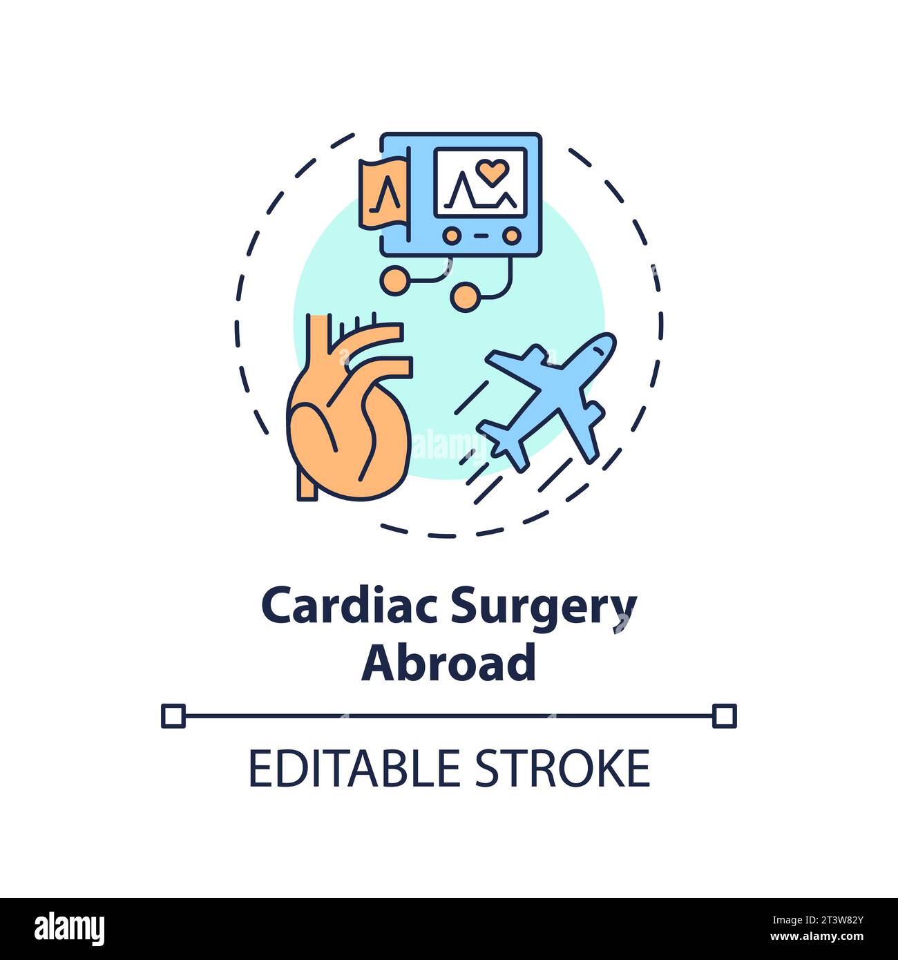 2d Thin Linear Icon Cardiac Surgery Abroad Concept Stock Vector Image