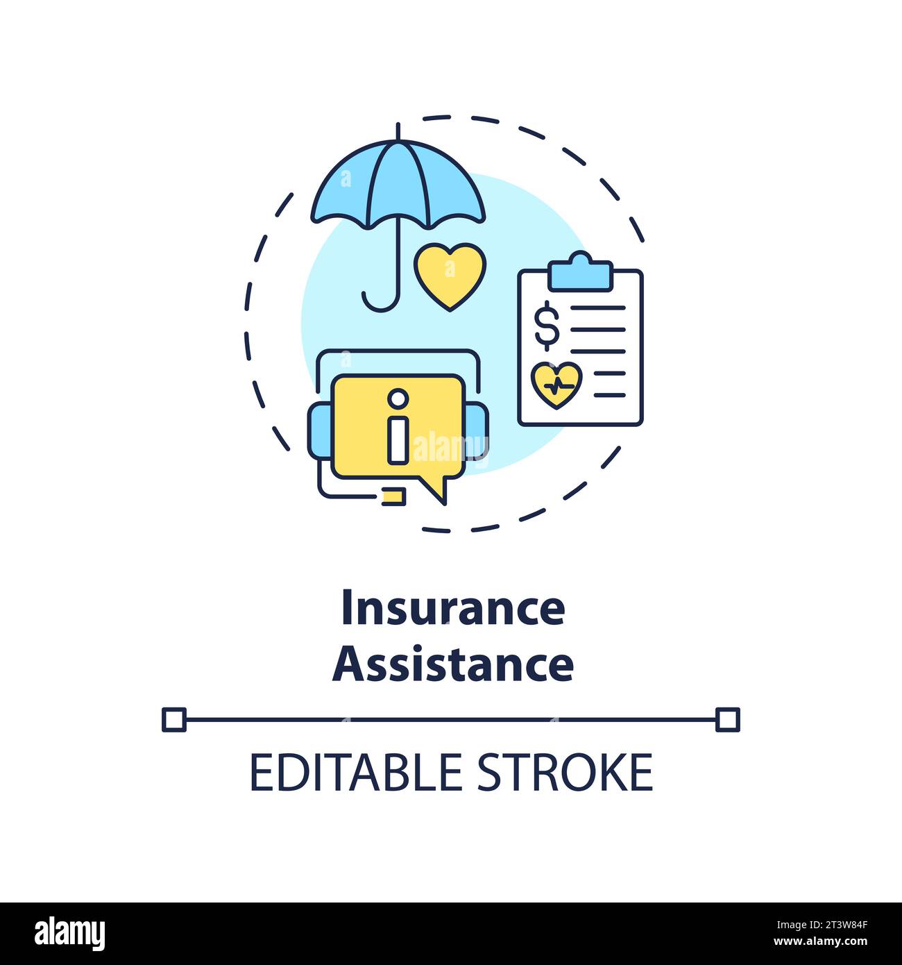 2D thin linear icon insurance assistance concept Stock Vector