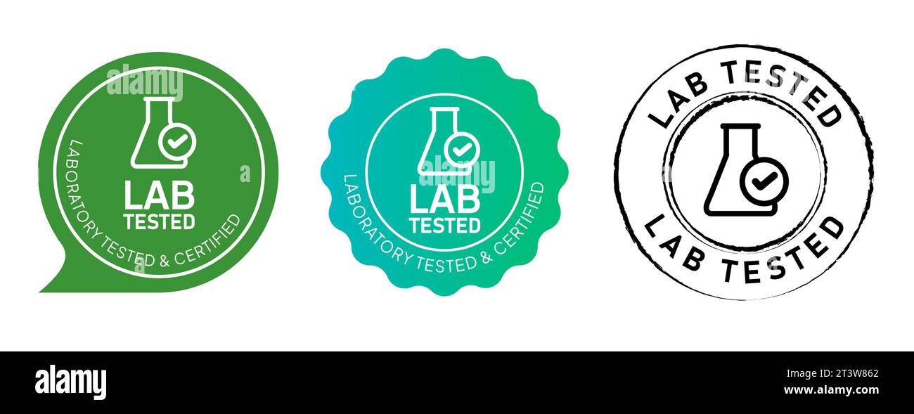 Lab tested laboratory testing glassware symbol sticker label circle