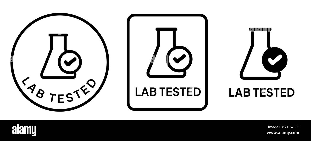 Lab tested laboratory testing glassware symbol sticker label circle