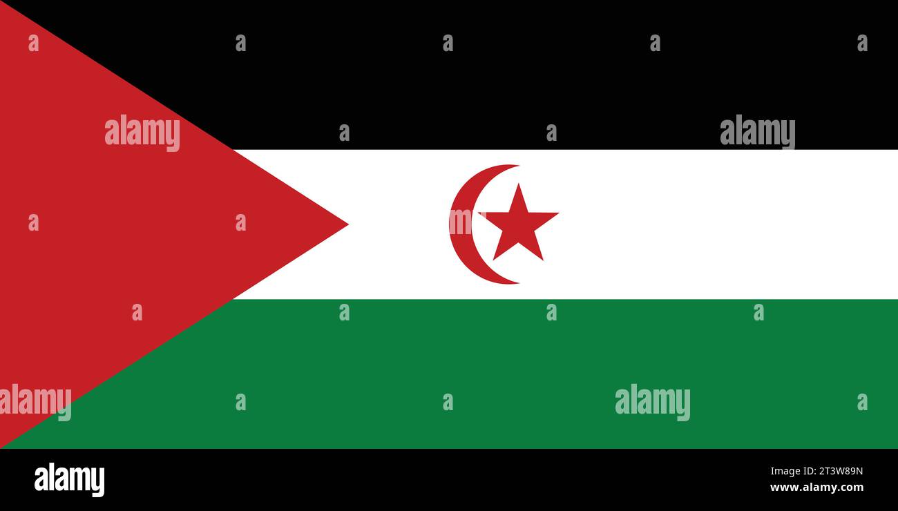 National flag of Western Sahara Sahrawi that can be used for national days. Vector illustration Stock Vector