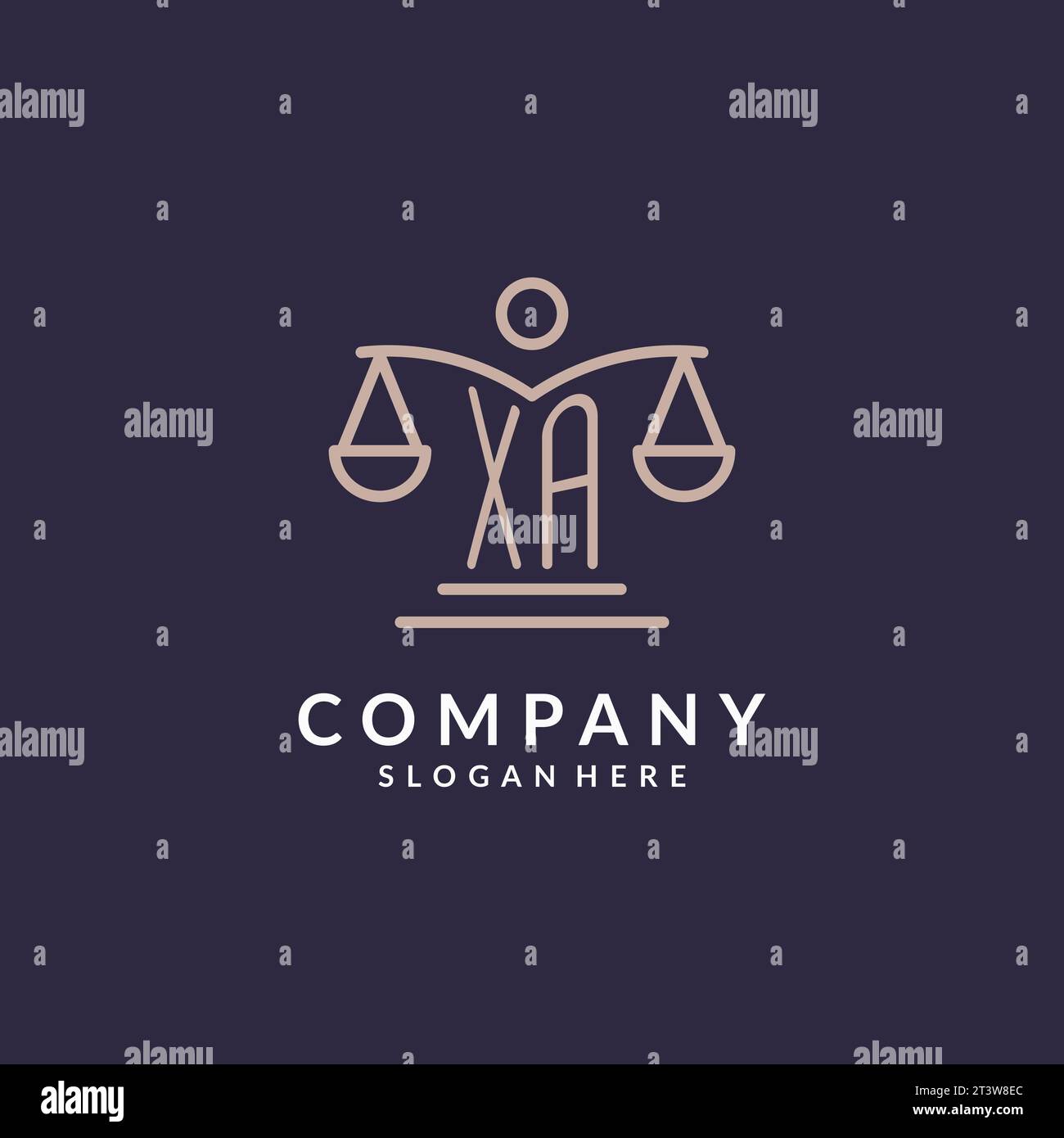 XA initials combined with the scales of justice icon, design inspiration for law firms in a modern and luxurious style, vector graphic Stock Vector