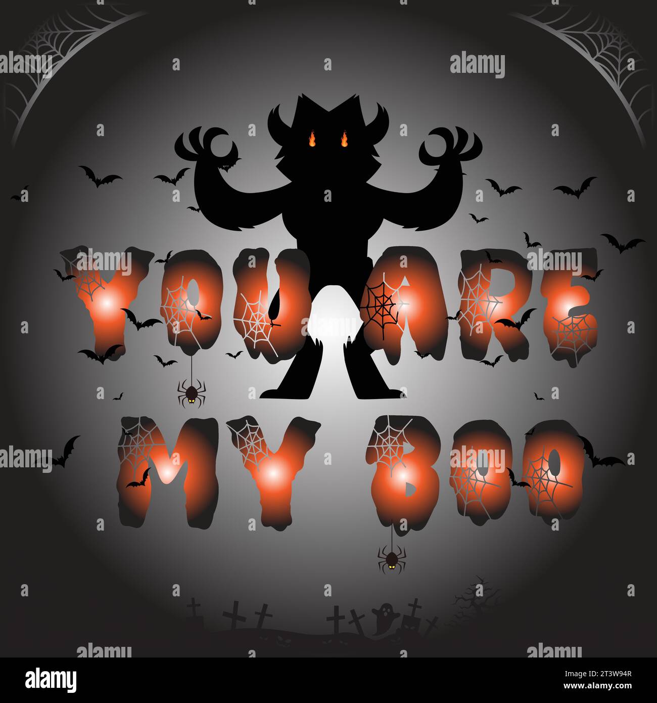 The Halloween Horror Witch Design with Bats Stock Vector