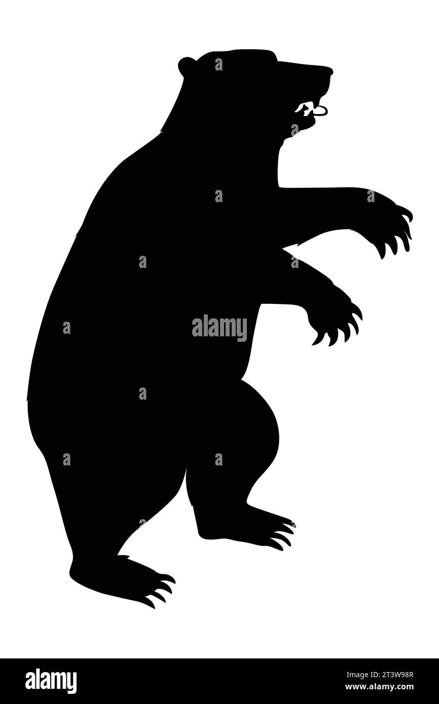 Illustration of a hand drawn bear silhouette set Stock Vector