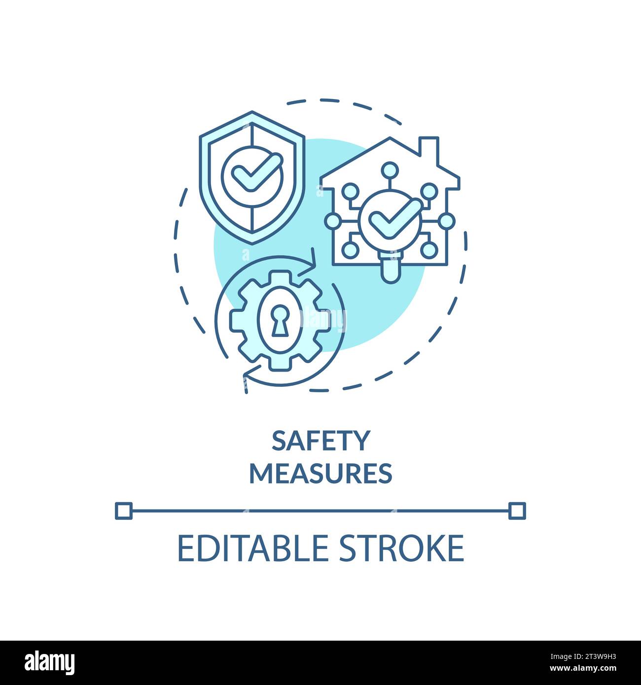2D simple thin linear blue safety measures icon Stock Vector Image 